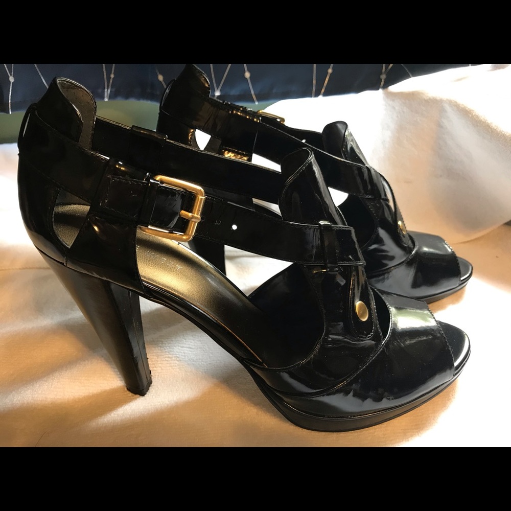 Nine West Black Heels with Gold Buckle